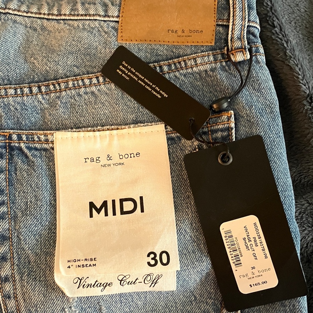 New rag & bone midi vintage cut off denim shorts 30 - Picture 6 of 7